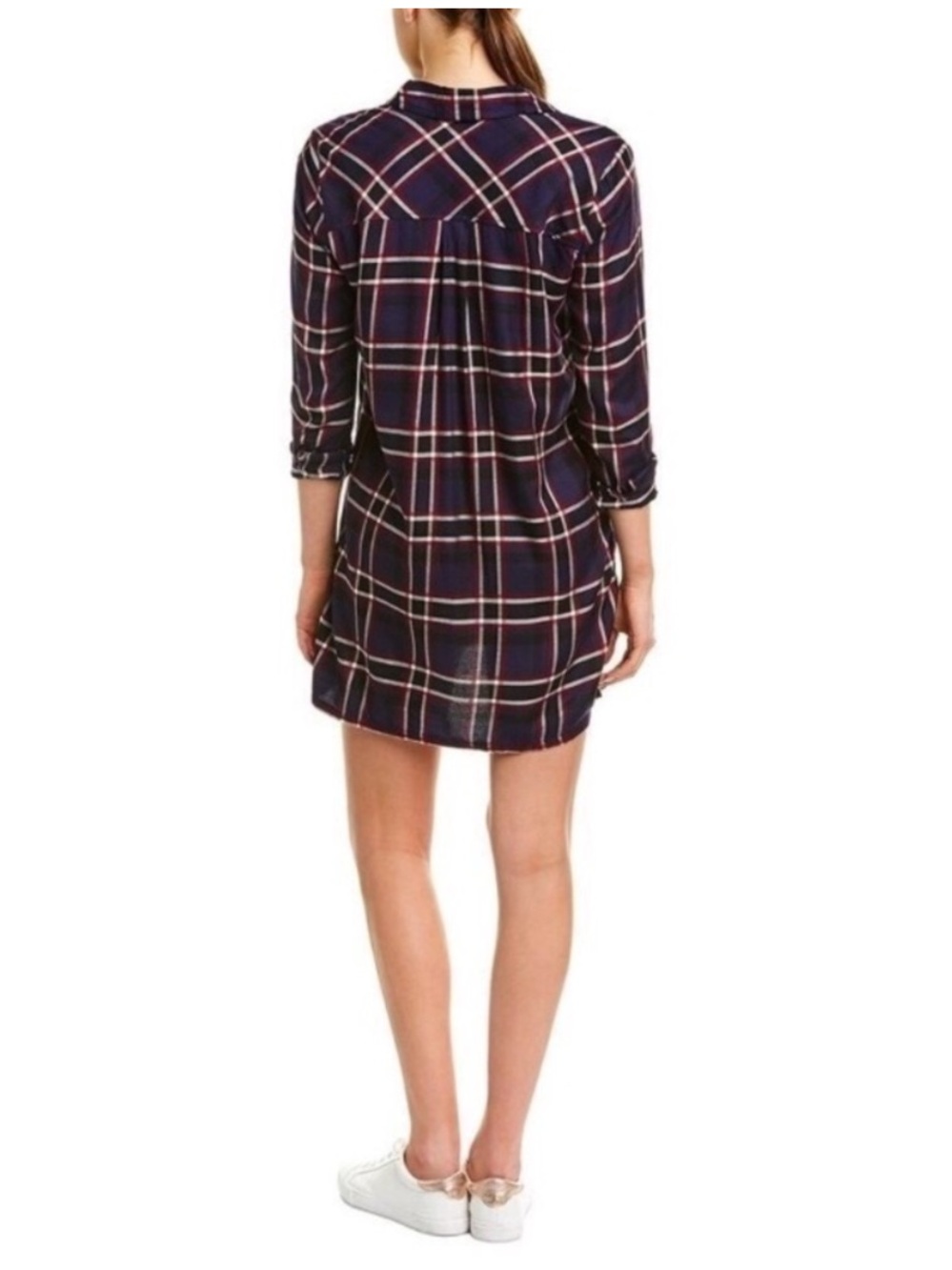 MICHAEL STARS Plaid Button Down Henley Shirt Dress Long Sleeves Size Small - Picture 2 of 6